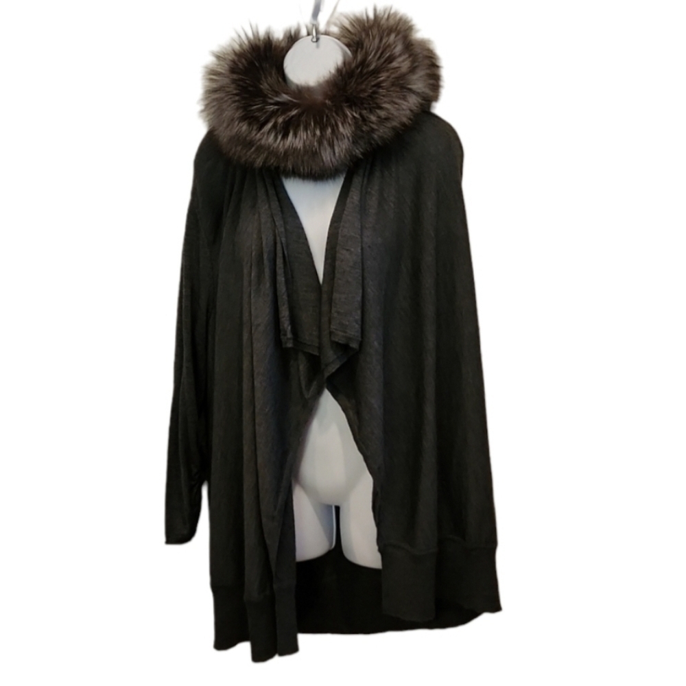 Alice and Olivia Fox Fur Cashmere Blend Cardigan - Picture 3 of 8